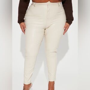 Fashion Nova Cream High-Waisted Pants